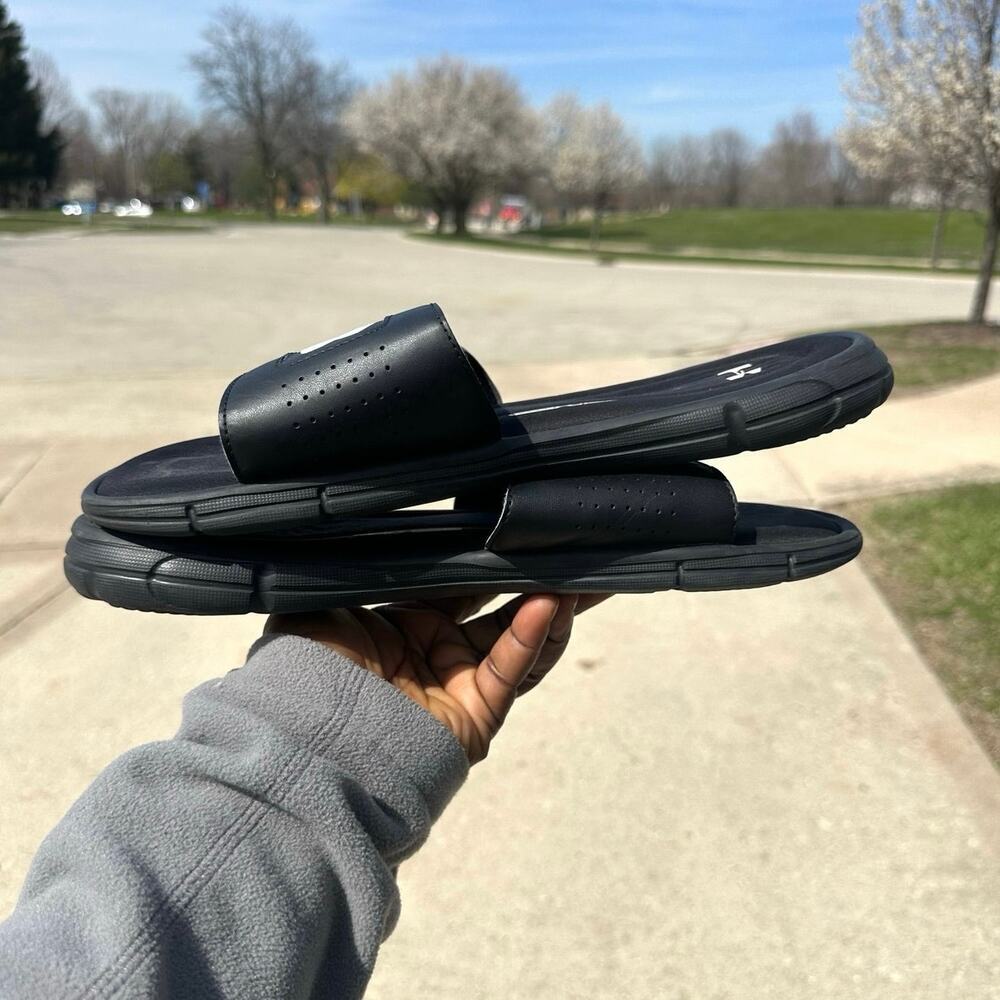 Under Armour Men's Ignite V Slide Size 12 Black Sandals - Picture 13 of 13